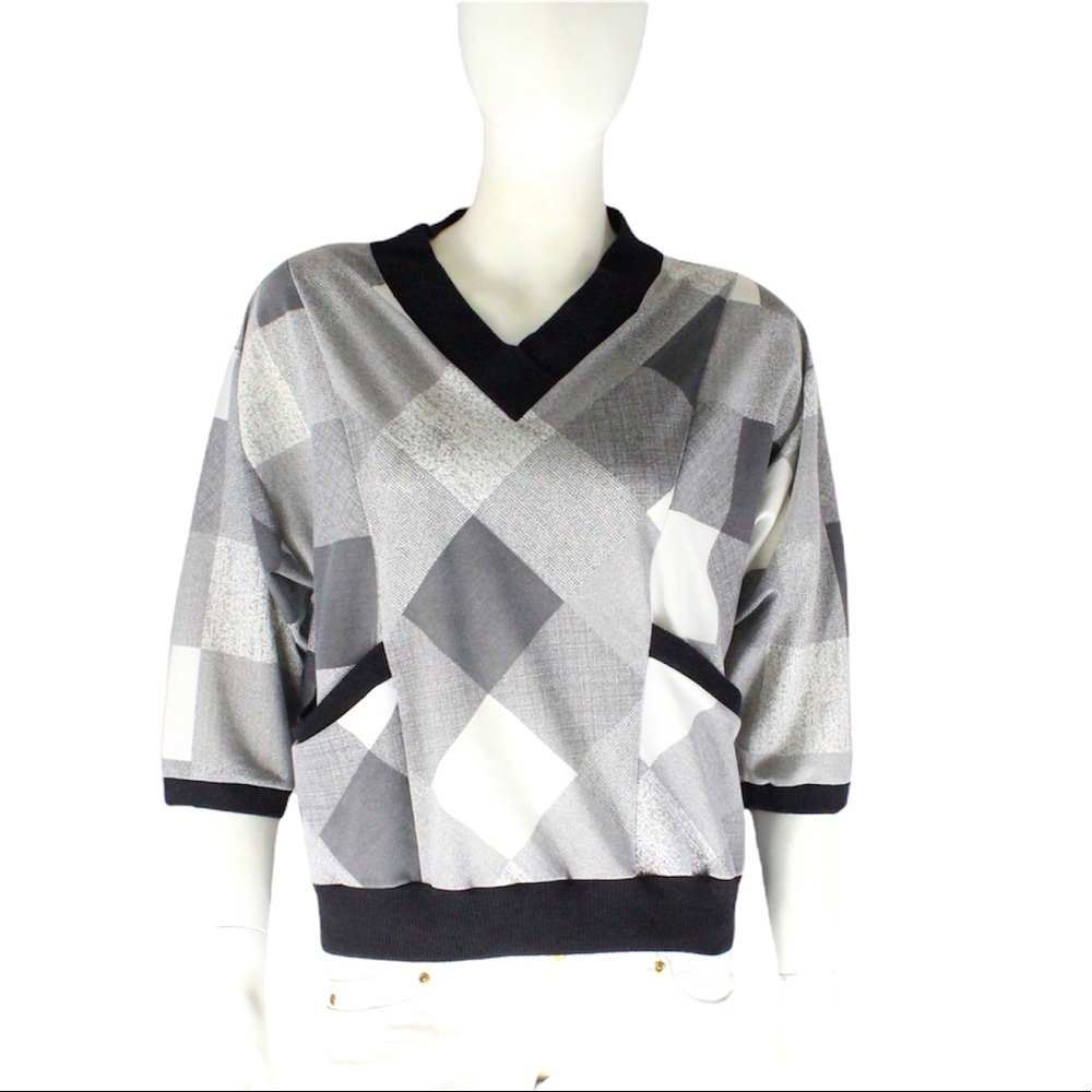 Euc Vintage plaid checkerboard french Paris blouse with pockets HP Pick!